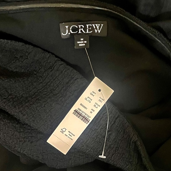 NWT!! J. CREW Strapless Mixy Dress Solid Black Midi Textured Preppy Medium - Picture 13 of 16